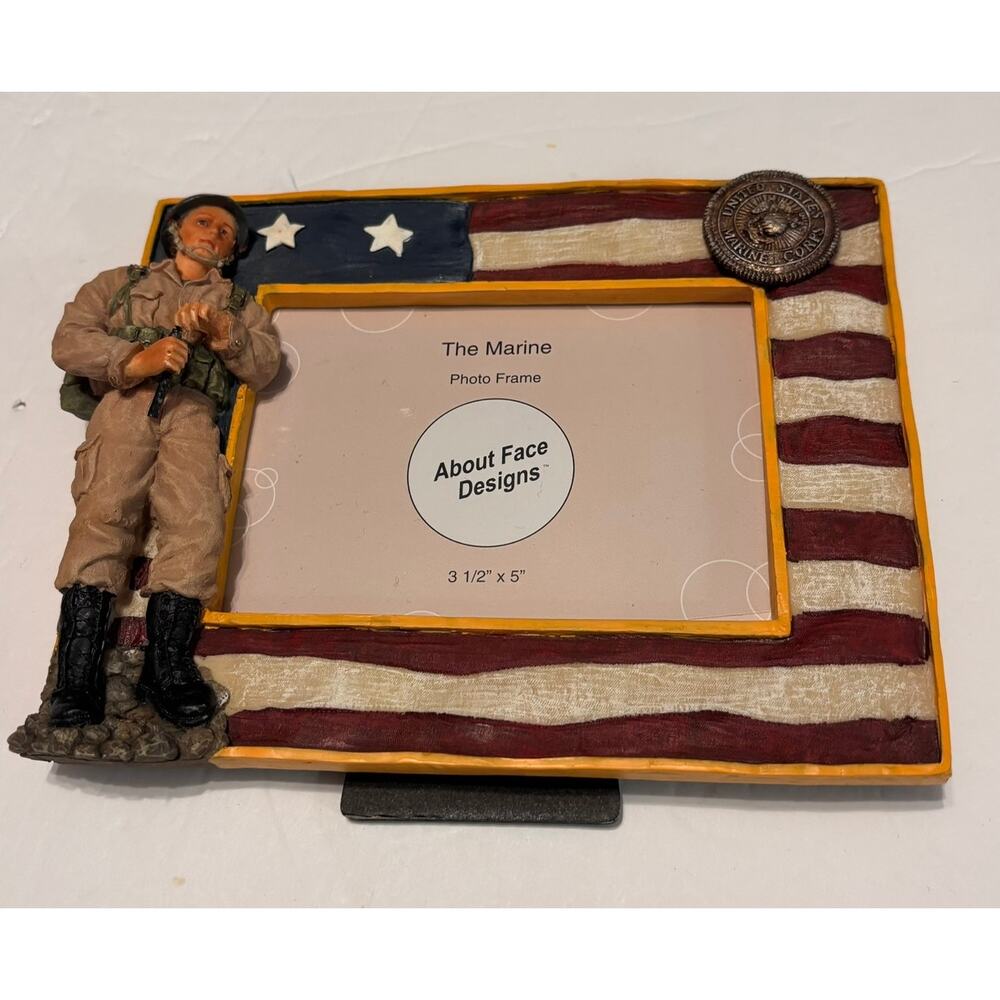 About Face Designs Marine Photo Frame Military Patriotic 3.5x5 NEW